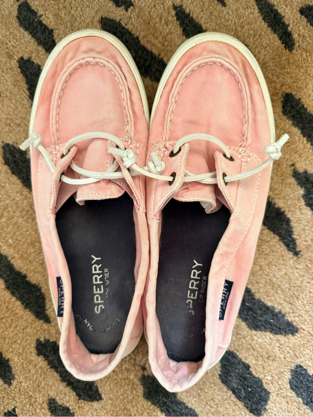 Sperry Light Pink/Red Canvas Boat Shoes - Classic 2-Eye - Picture 4 of 4
